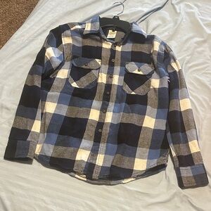 Faded Glory Blue and Black Checkered Shirt
